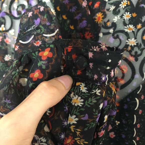 SAKS FIFTH AVE Floral Mesh Button-down Blouse - Picture 10 of 14